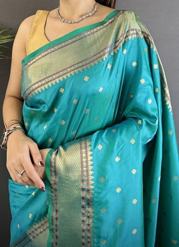 Pandadi Saree teal banarasi silk saree – image 7