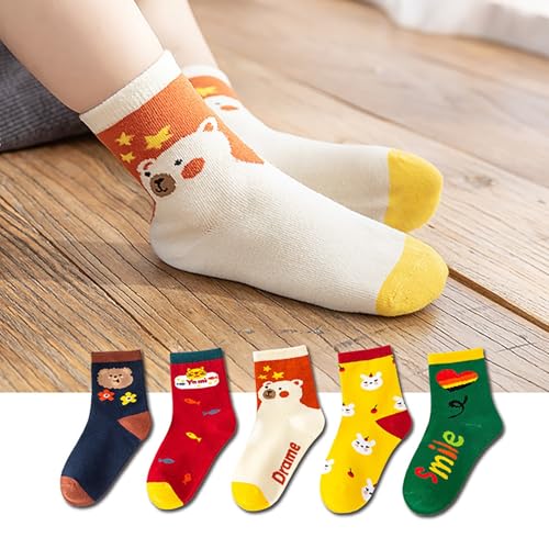 BILIKEYU Boys Girls Socks 5 Pairs Cute Cartoon Kids Comfort Casual Socks Ankle Socks Gift for3