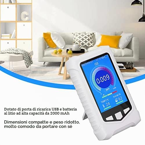 Rivelatore di Ozono + Temperatura + Umidità, Rilevatore d'aria Display LCD da 3,5 pollici Misuratore di ozono Misuratore Portatile