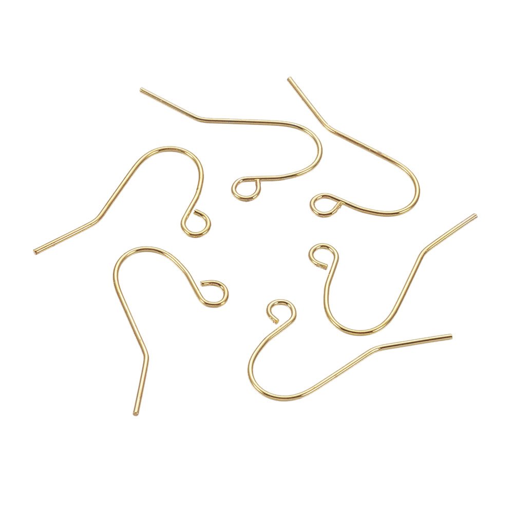 NBEADS 5000 Pezzi Senza Nichel Placcato Oro Ferro Ganci per Orecchini con Gancio con Fili di Gioielli,12 X 17 mm
