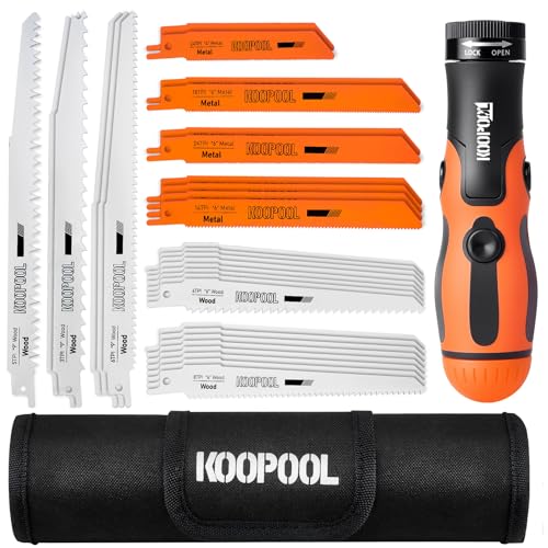 33-Piece Reciprocating Saw Blade Set, Hand Saw Includeded, Metal & Woodcutting Blades with 2-in-1 Manual Saw and Screwdriver, Organizer Pouch Included