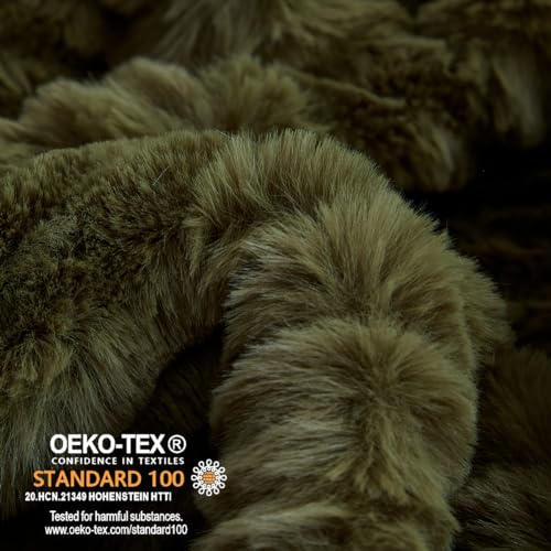 Lanqinglv Plush Bed Linen 135 x 200 cm Green Dark Green Fluffy Long Hair Faux Fur Winter Bed Linen Warm Cosy Flannel Fleece Cashmere Touch Duvet Cover with Zip and 1 Pillowcase 80 x 80 cm - Image 4