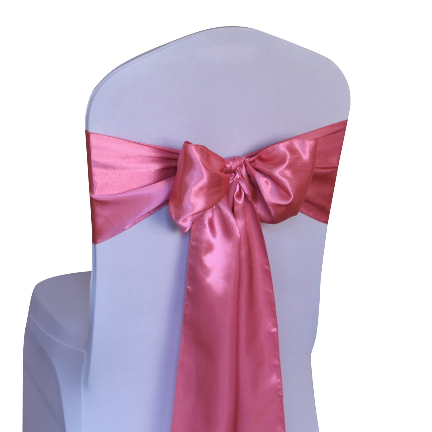 Welmatch Coral Satin Chair Sashes Ties 50 Pcs Wedding 