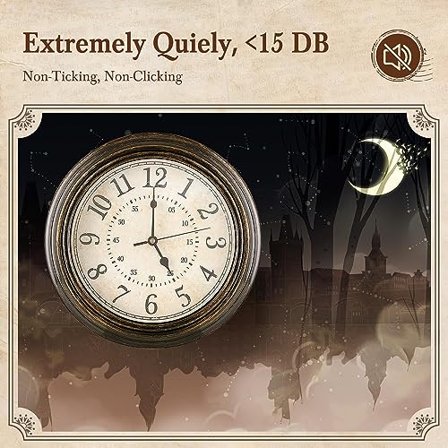 Wall Clock Vintage Wall Clocks for Living Room Accessories, 30CM Silent Wall Clocks Non Ticking Kitchen Clock, Easy to Read Large Wall clock, Accurate Quartz Kitchen Clock, Vintage Bedroom Accessories