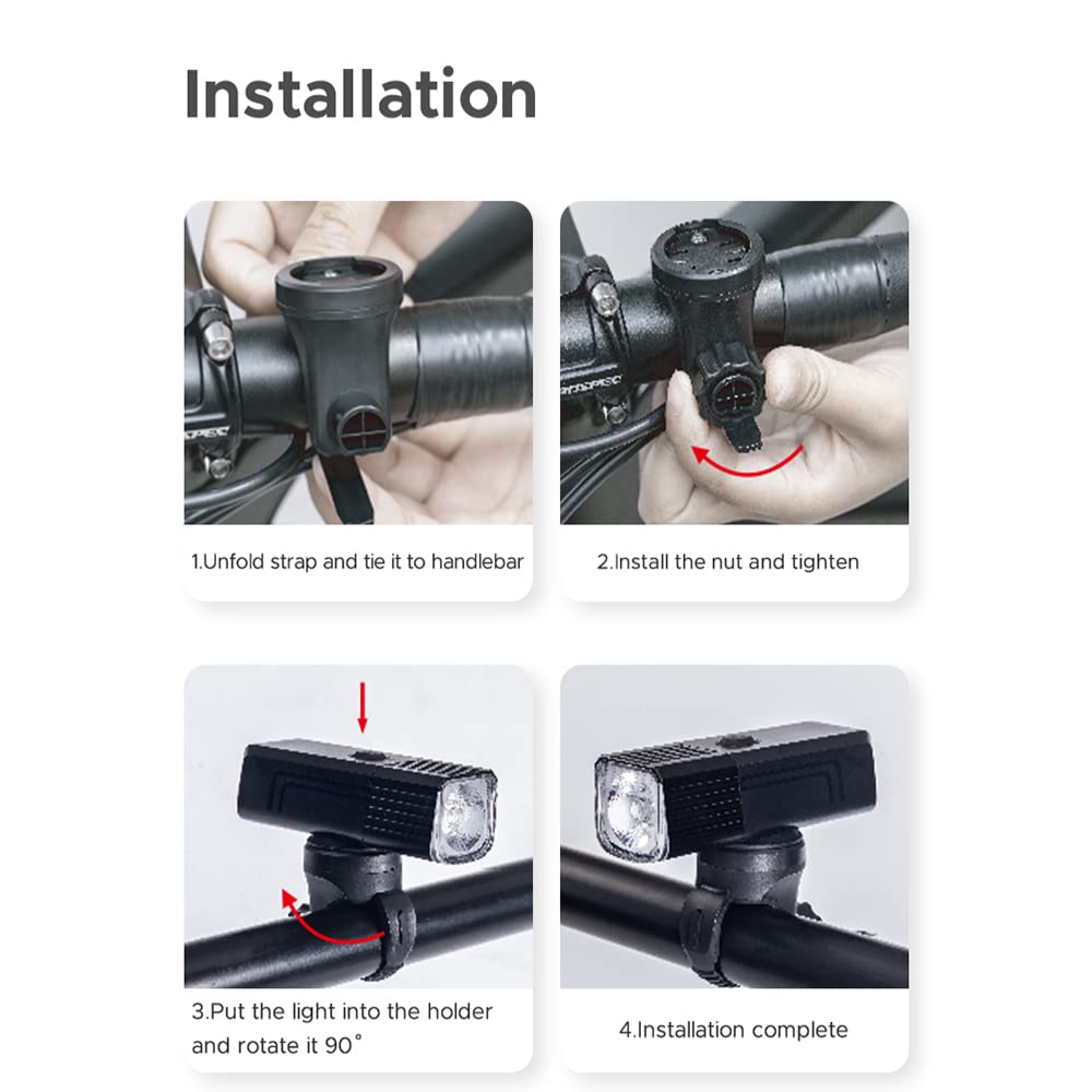 Phare Avant de vélo, Lampe Frontale de vélo Rechargeable USB, étanche, LED, Accessoires de Cyclisme