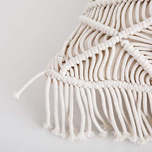 famibay Throw Pillow Covers Knit Chic Boho Macrame Cushion Cover Case for Couch Bed Sofa Bench Car Home Decorative with Tassels 18X18 inch - Image 6