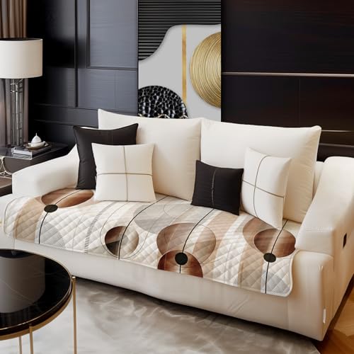 Image of Decorian Premium Soft Quilted Velvet Sofa Cover Mat, Sofa Seat Runner for Couch (Golden Circle, 4 Seater)