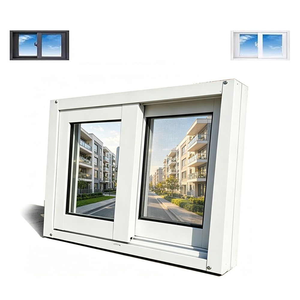 Basement Window Home Windows Replacment 30x16" 31x12" 32x22" 33x14" Aluminum Sliding Window with Screen, Slider Windows for Shed Garage Chicken Coop(White,(WxH)100x50cm/39x20")