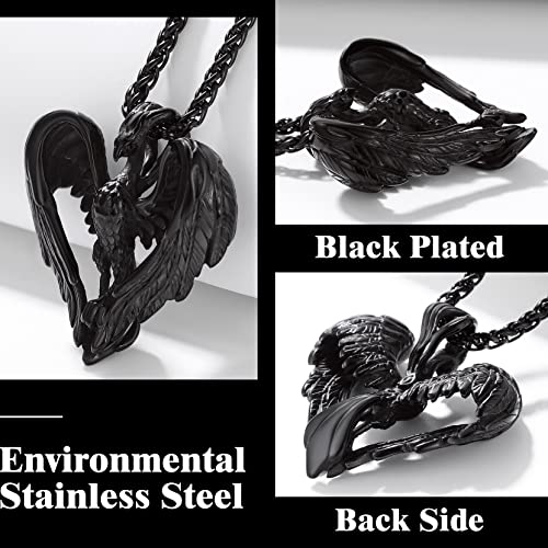 Richsteel Stainless Steel Phoenix/Angel Wings Cross/Raven Pendant Necklace for Men and Women Vintage Viking Jewelry4