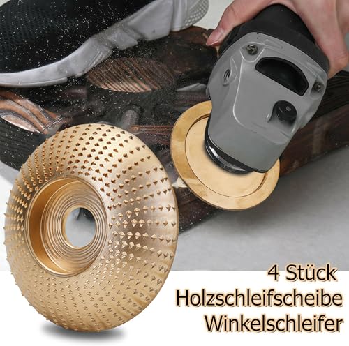 4 Stück Holz schleifscheibe für winkelschleifer, Holzschnitzscheibe frässcheibe Raspelscheibe,Innendurchmesser 22.2 mm für Winkelschleifer,Schleifscheiben zum Formen, SchleifenundSchneiden