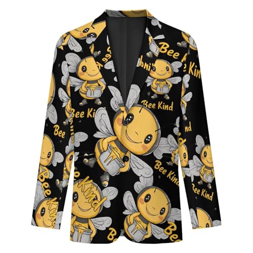 Bee Be Kind Men's Slim Suit Long-Sleeve Prom Tuxedo Classic Two Button Business Jacket4