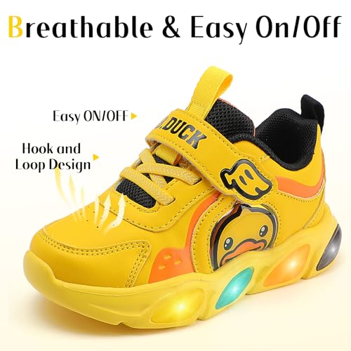 B.Duck Toddler Unisex Light Up Sneakers Size 4-13 - Pink, Cartoon Dinosaur Theme - Comfortable & Playful Kids Shoes4