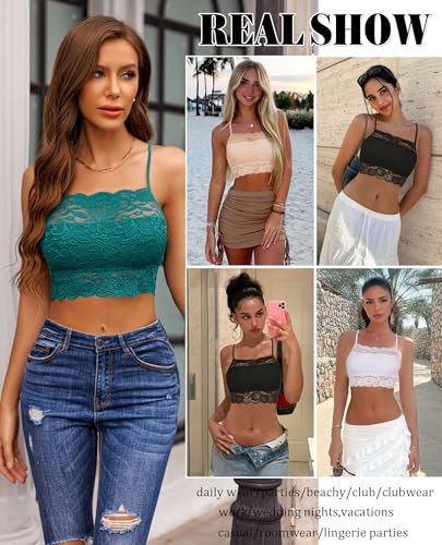 Image of Avidlove Lace Bralette for Women High Neck Camisoles Racerback Double-Layered Crop Top