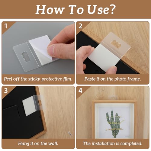 Image of 20 Pcs Adhesive Foamboard Hanger Picture Hangers Plastic Sawtooth Adhesive Picture Hangers Without Nails No Nail Stick On Clear Poster Hanger for Frames, Photos, Posters, Maps