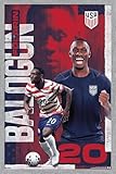 US Soccer - Folarin Balogun 26 Wall Poster, 34L" x 22.4W", Gray Framed Version