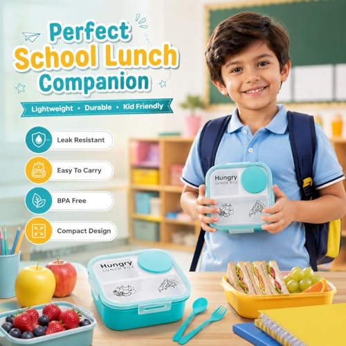 Image of Premium Insulated Lunch Box for Office & School | Leakproof Tiffin Box with Airtight Lid | Food Grade BPA Free Container | Keeps Food Fresh Hot & Cold | Portable Lunch Box for Men Women (Blue)