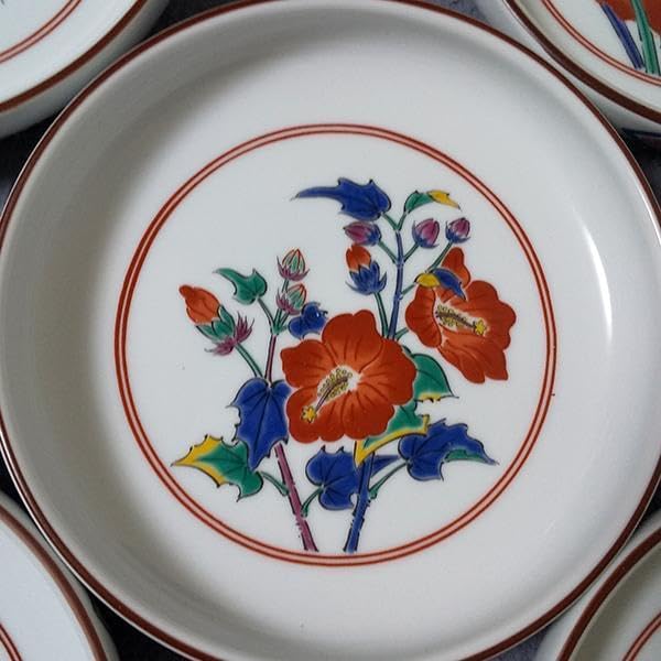 有田焼 鹿山窯 匠 鉄鉢揃 花ごよみ 5枚セット 中皿 中鉢 径15cm