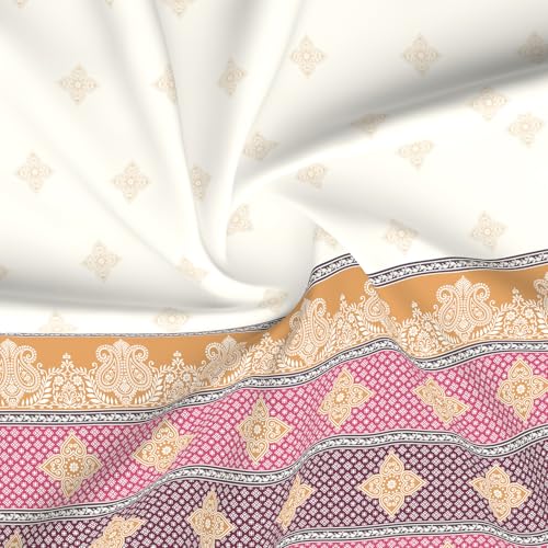Image of Layers 100% Cotton for King Size Bed | 120 TC Printed, Soft, Breathable, Machine Washable Bedsheet with 2 Pillow Covers | Forever Collection (274 x 274 cm) - Pink & White