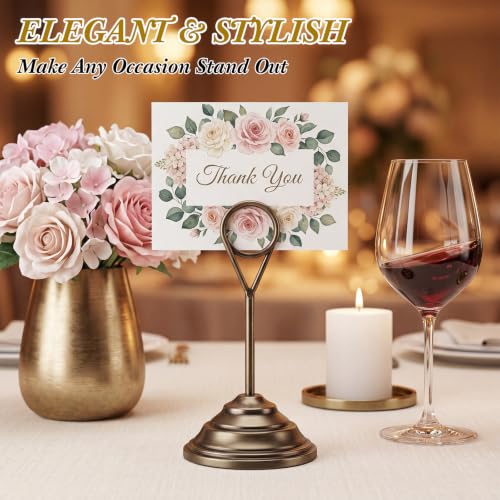 Image of 12 Pcs Table Number Holders-Metal Place Card Holders Table Number Stands Tabletop Sign Stands for Photos, Menu, Memo, Notes, Wedding, Restaurant, Banquet, Birthday(2.4 inch X 4.3 inch,Bronze)