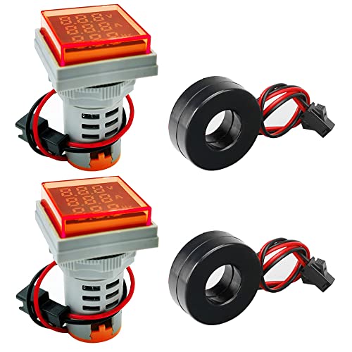 GUUZI 2pcs Affichage à Trois Chiffres Courant Alternatif 20-500V, Tension 0-100A, Indicateur de Fréquence 20-70HZ, Moniteur d'instrument de Mesure...