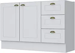 Balcão de Cozinha Pia 120 Cm 3 Gavetas 2 Portas Americana Henn