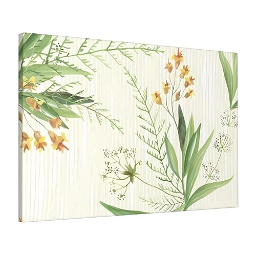 Fleurs vertes et jaunes sur toile murale pour illuminer la déco de votre cuisine