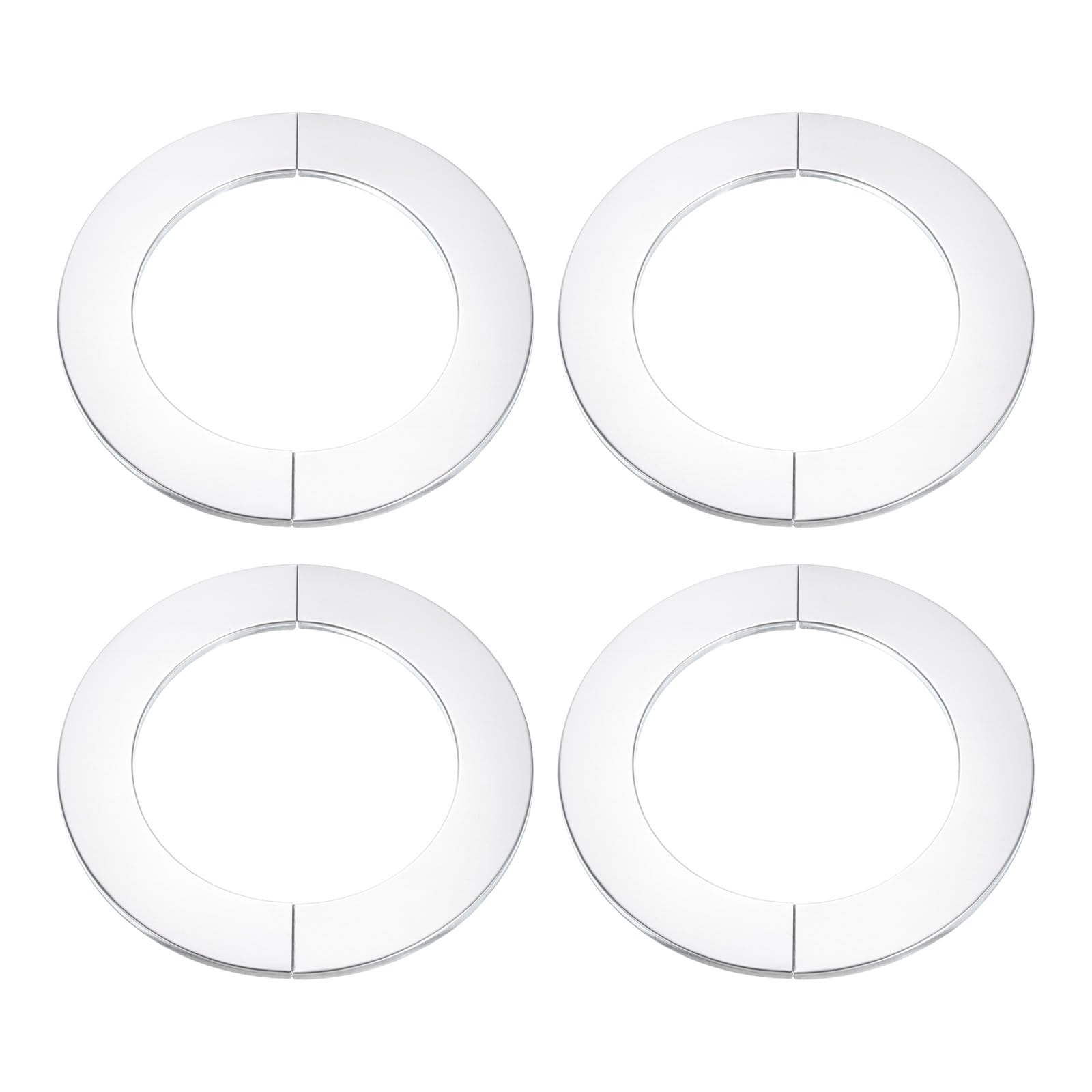 sourcing map Wall Split Flange, 4pcs 304 Stainless Steel Round Escutcheon Plate for 101mm Diameter Pipe