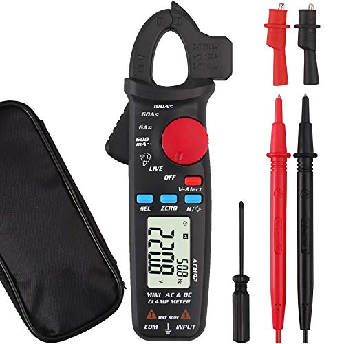 CAMWAY Digital Clamp Meter Amp Meter ACM92 True RMS Multimeter AC DC Current Voltage Clamp Meter, V-Alert Low Impedance 6000 Counts Auto-Ranging Clamp Meter Tester,Hz Capacitance Live Clamp Multimeter