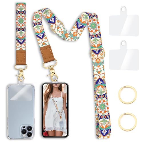 Image of Yonlevres Phone Lanyard Crossbody Strap Wrist Neck Adjustable Women Boho | Cell Phone Lanyard for Travel Cruise Daily, Hands-free, Fit Keys ID Badge, for Full-coverage Phone Case, Accessories, Gifts