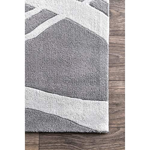 Image of Modern Handmade Woolen Carpet for Living Room Bedroom and Hall Size 6 x 9 Feet Color Lt. Gray & Ivory