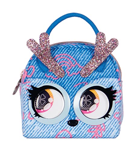 Purse Pets Micro - CERF Denim - Mini Compagnon Format Sac A Main - Petit Animal A Accrocher A Son Ou A La Ceinture - Bouge Les Yeux - 6062305 - Jouet Enfant 5 Ans Et +