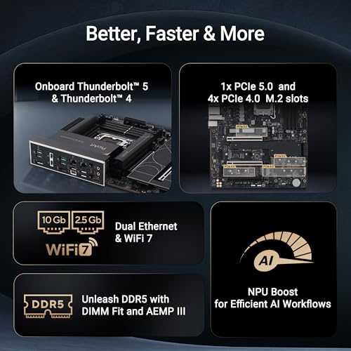 Image of ASUS Intel ProArt Z890-CREATOR WiFi LGA1851 ATX Motherboard, 16+2+1+2 Power Stages, PCIe 5.0 w /Full Support for Next-gen GPUs, Dual Thunderbolt 5 Type-C, 10 Gb & 2.5 Gb LAN, WiFi 7, 5X M.2 Slots
