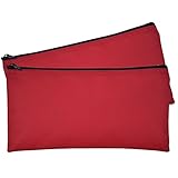 DALIX Bank Bags Money Pouch Secur Deposit Utility Zipper Coin Bag Red 2 Pack