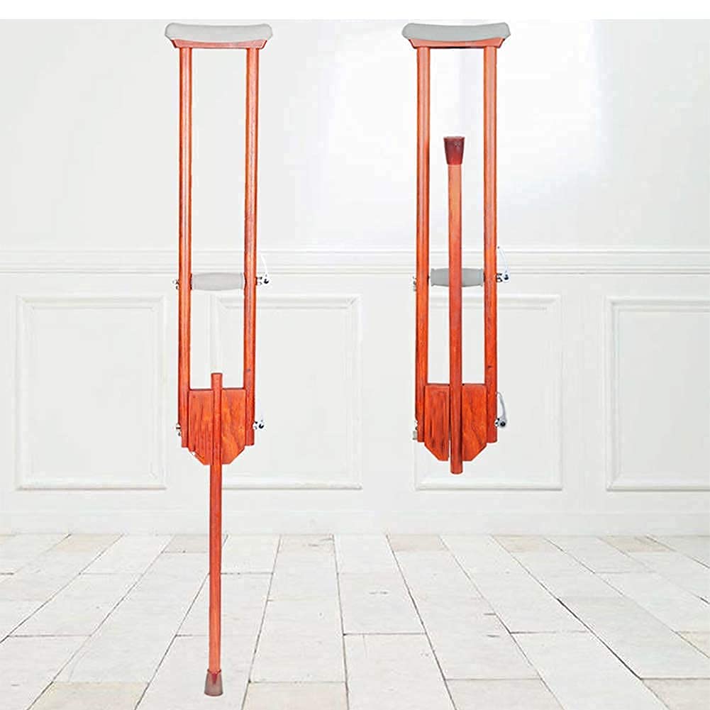 Stampelle in legno, 2 pezzi, impugnatura ergonomica regolabile in altezza, canne in legno massello, per un peso fino a 200 kg, design pieghevole per la famiglia