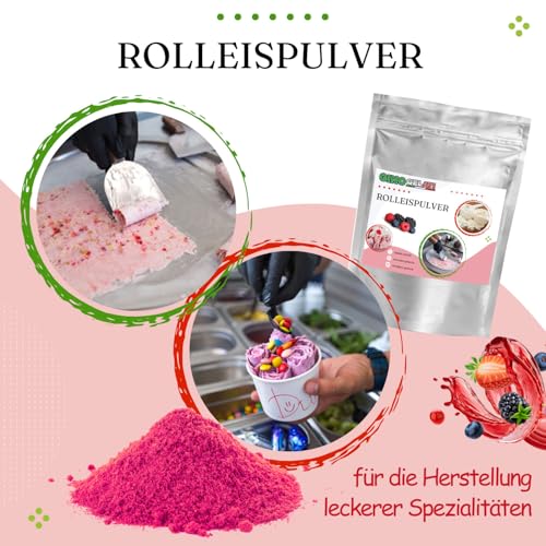 Gino Gelati Rolleis Pulver, verschiedene Varianten und größen, Intensiver Geschmack, Made in Germany, schnelle und einfache Zubereitung auch ohne Eismaschine (333 g, Kaugummi) – Bild 3