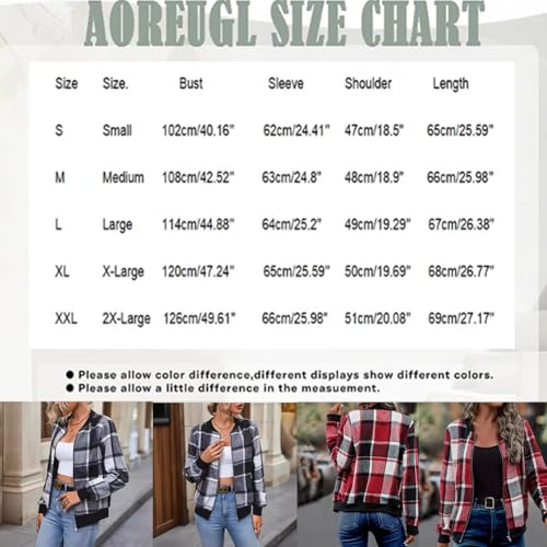Jacket Fall Outfits for Women 2025 Jackets Long Sleeve Zip Up Flannel Plaid Jacket Casual Warm Bomber Jackets Coats2
