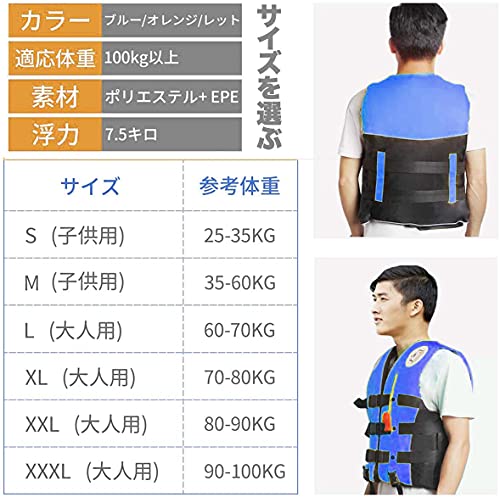 ライフジャケット Mistore 360度反射帯付き 救命胴衣 呼び笛付き フローティングベスト 大人用 多ポケット 強い浮力 4サイズに選択可能 男女兼用 釣り 漂流 海水浴 川遊び 湖 キャンプなどに最適 小型船舶用 4枚目