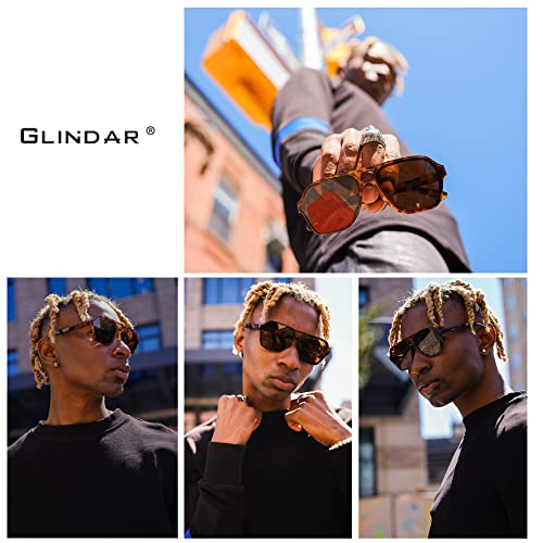 GLINDAR Men's Women's Polarized Aviator Sunglasses Vintage Oversized Square Glasses2