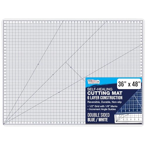 U.S. Art Supply 36' x 48' Self-Healing Cutting Mat 5-Ply - Double-Sided White/Blue Craft Mat, Non-Slip Cutting Mats for Crafts, Sewing, Quilting, Scrapbooking