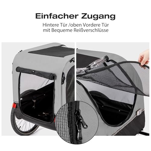CXWXC Fahrradanhänger für Hunde 2 in 1 Fahrradanhänger & Jogger hundewagen mit Stoßdämpfer, Hundeanhänger Maximale Belastbarkeit 40KG/88LBS (Grau)