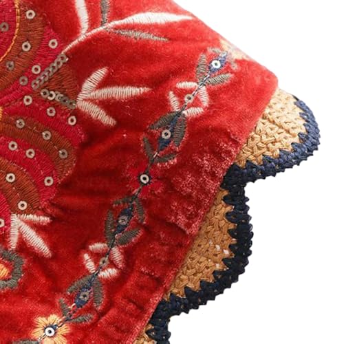 Image of Women Vintage Floral Embroidered Vest Y2K Sleeveless Open Front Cardigan Boho Linen Cropped Waistcoat