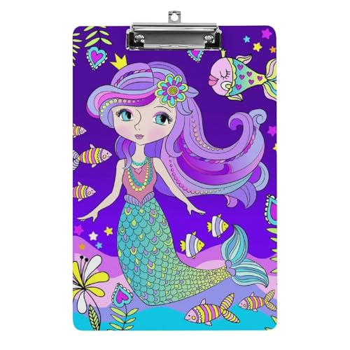 Planchette à pince A4 sirène colorée pour bureau et classe