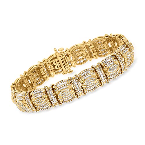 Ross-Simons 5.00 ct. t.w. Round and Baguette Diamond Bracelet in 18kt Gold Over Sterling