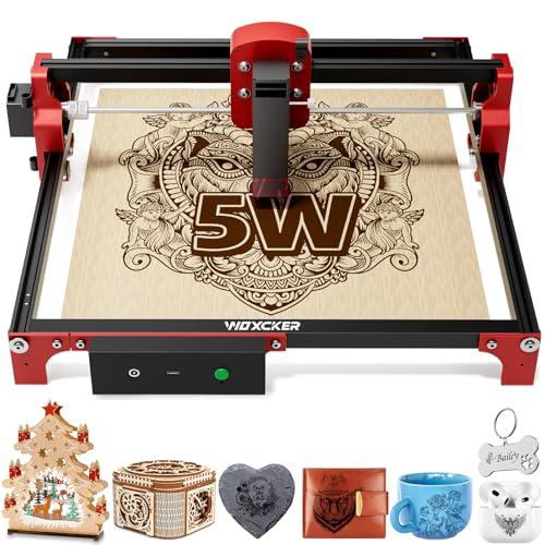 Laser graveur, 5 W Woxcker S2 Machine de gravure laser 300 mm x 300 mm, précision 0.05mm, convient...