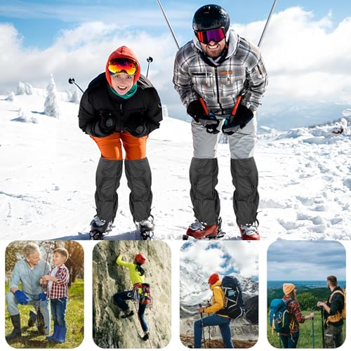 Hopton Outdoor Gamaschen, Einstellbare Gamaschen Wasserdicht, Gamaschen Wandern,Beinschutz Gaiter für Männer und Frauen Outdoor Wandern Skifahren Bergsteigen(Schwarz)
