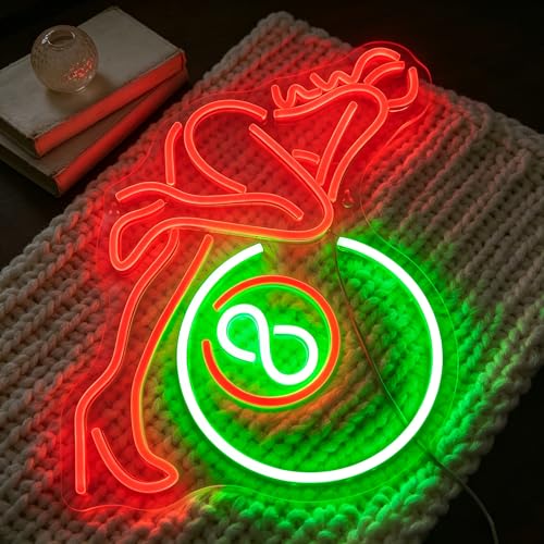 Image of Green&Red Neon Sign Led Neon Lights Signs for Wall Decor USB Powered Led Signs for Room Decoration-Billiard Lady