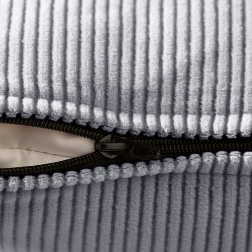 Image of Encasa XO Corduroy Cushion Covers, No Inserts, Set of 2, Blue Grey