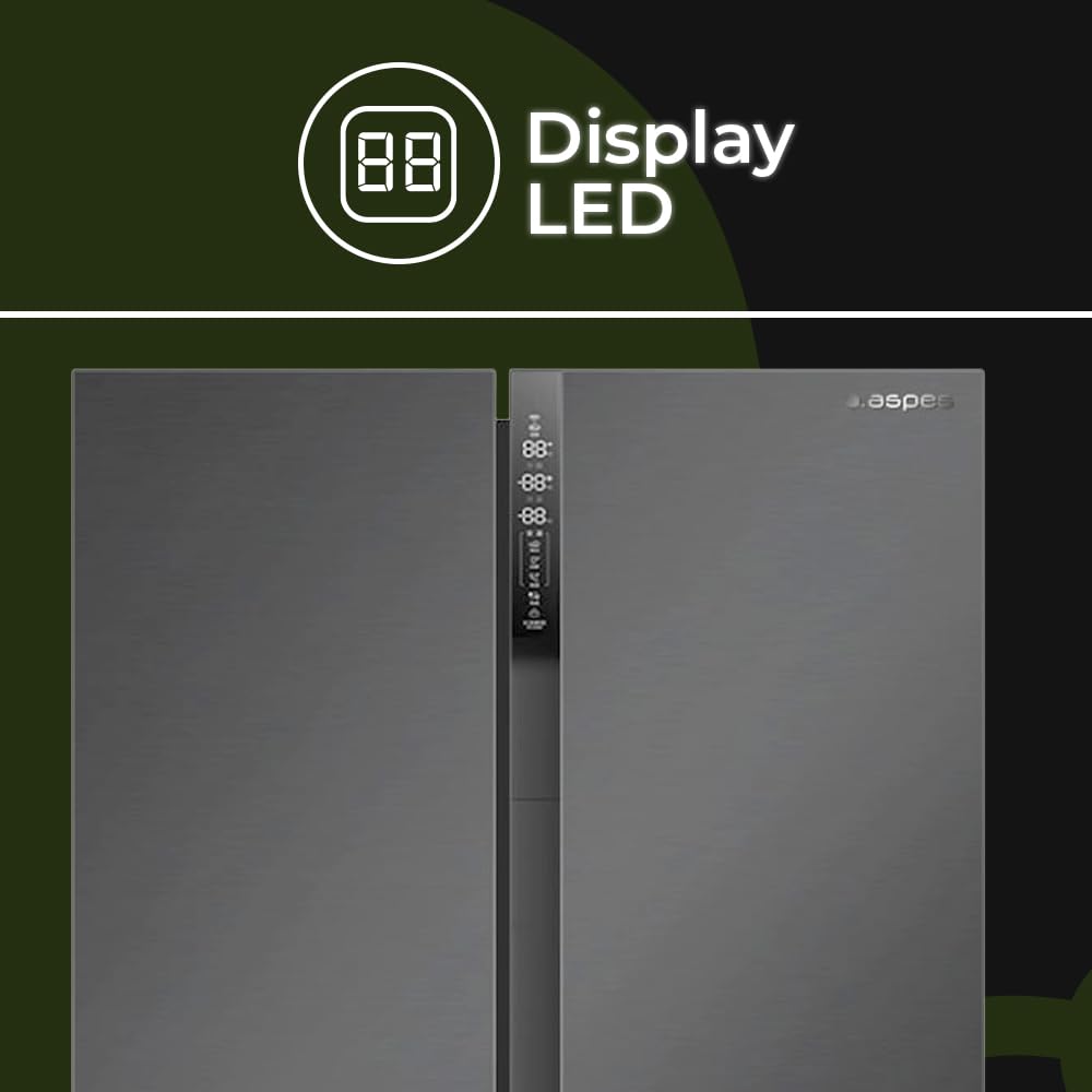 Aspes Frigorifero Dark Inox, 4 porte, A418800ENFIDDX, capacità 436 litri, No Frost, Multi Air Flow, 38 dB, porta unica direzione, apertura a mano, classe energetica E