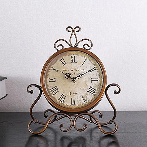 Battery Operated Silent Table Clock Vintage Retro Iron Ornament Table Clock