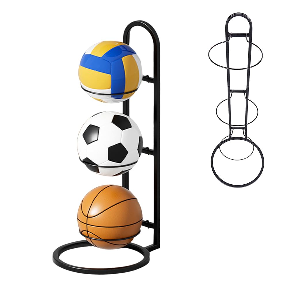 Proberos® 3 Tier Ball Storage Rack Stand 23.62", Metal Sports Ball Organizer Rack for Basketball, Soccer, Volleyball, Vertical Ball Holder for Garage, Home Gym & Indoor Storage-image-8